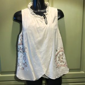 Anthropologie Floreat tan ivory top shirt s 6